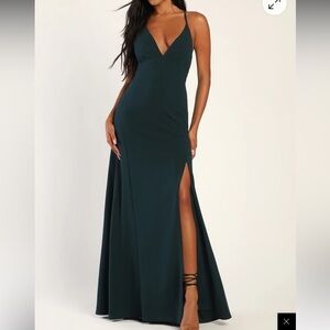 Lulu's Carried by Romance‎ Dark Teal Sleeveless Maxi Dress Large NWT